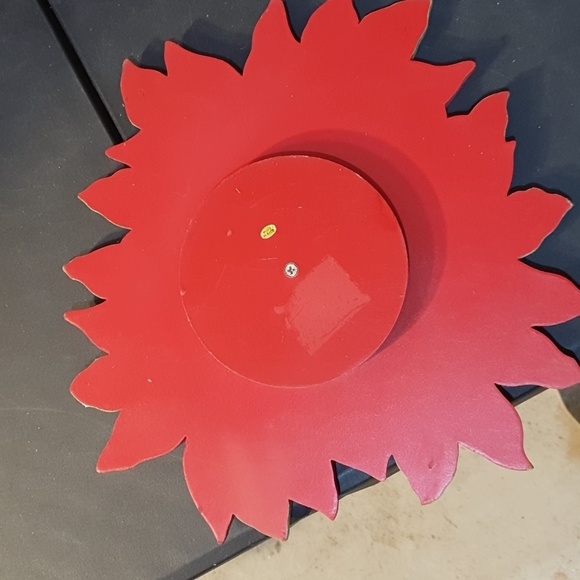 Vintage Christmas poinsettia lazy Susan serving tray wooden handpainted - Picture 5 of 7